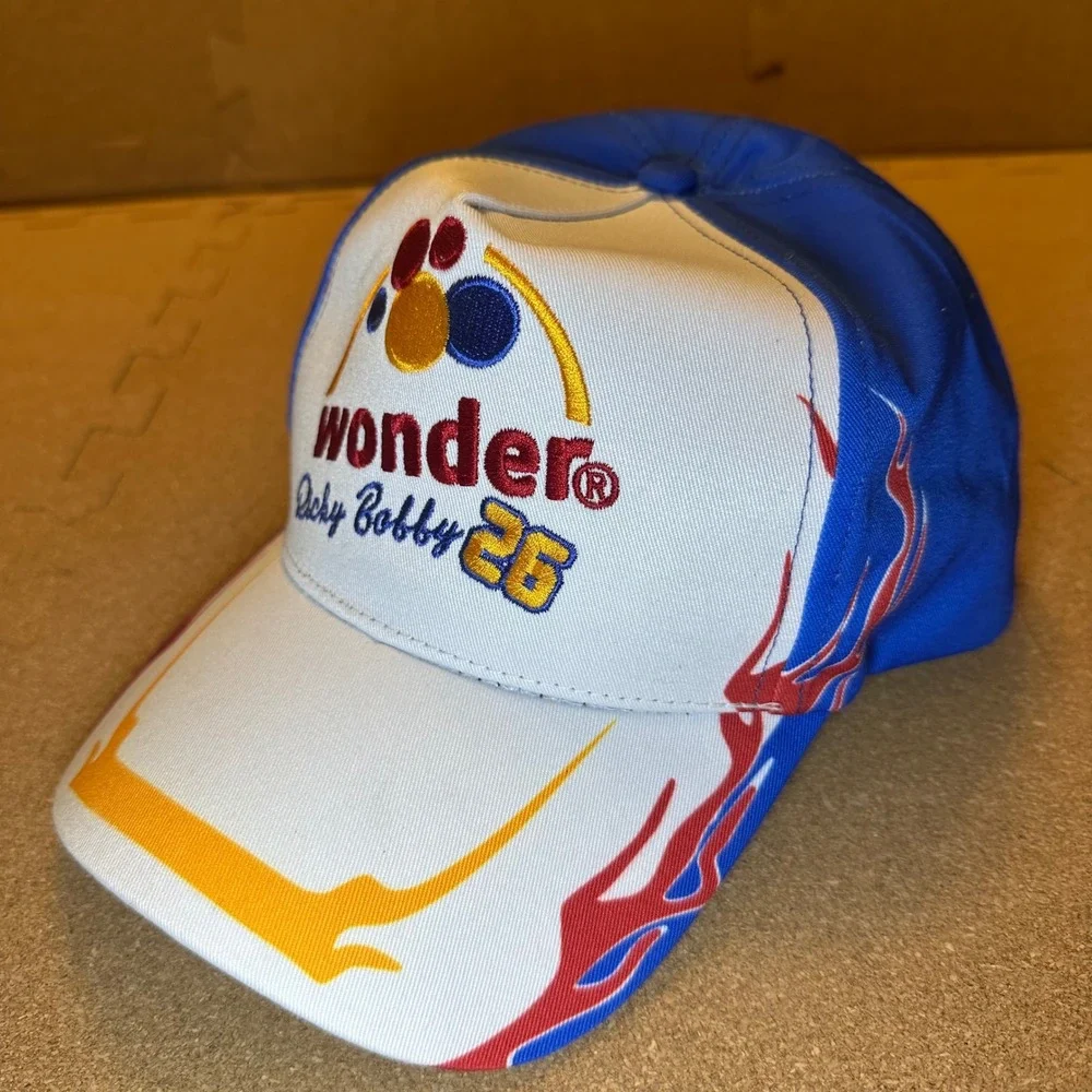 Wonder Bread Hat Ricky Bobby Talladega Nights OSFM Blue White Flame Snapback Cap
